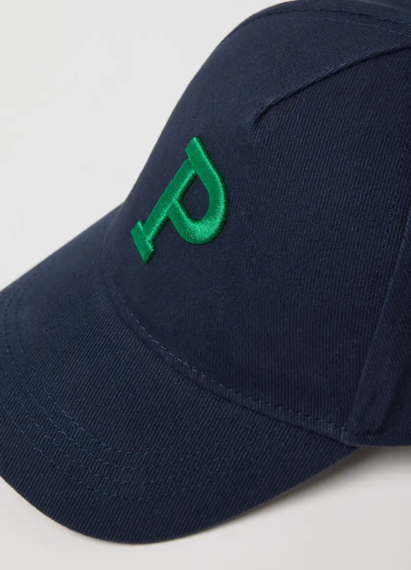 Cappello Da Baseball In Puro Cotone Blu Da Bambino Con P Ricamata, Blu miniatura 3