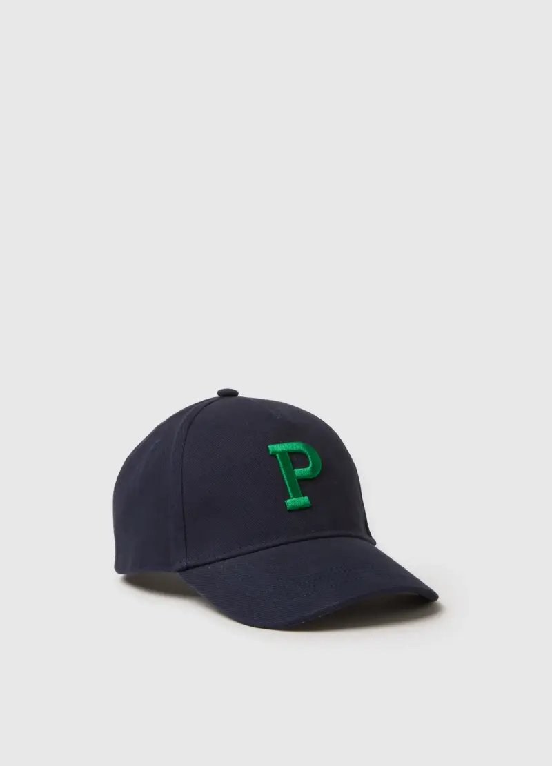 Cappello Da Baseball In Puro Cotone Blu Da Bambino Con P Ricamata, Blu