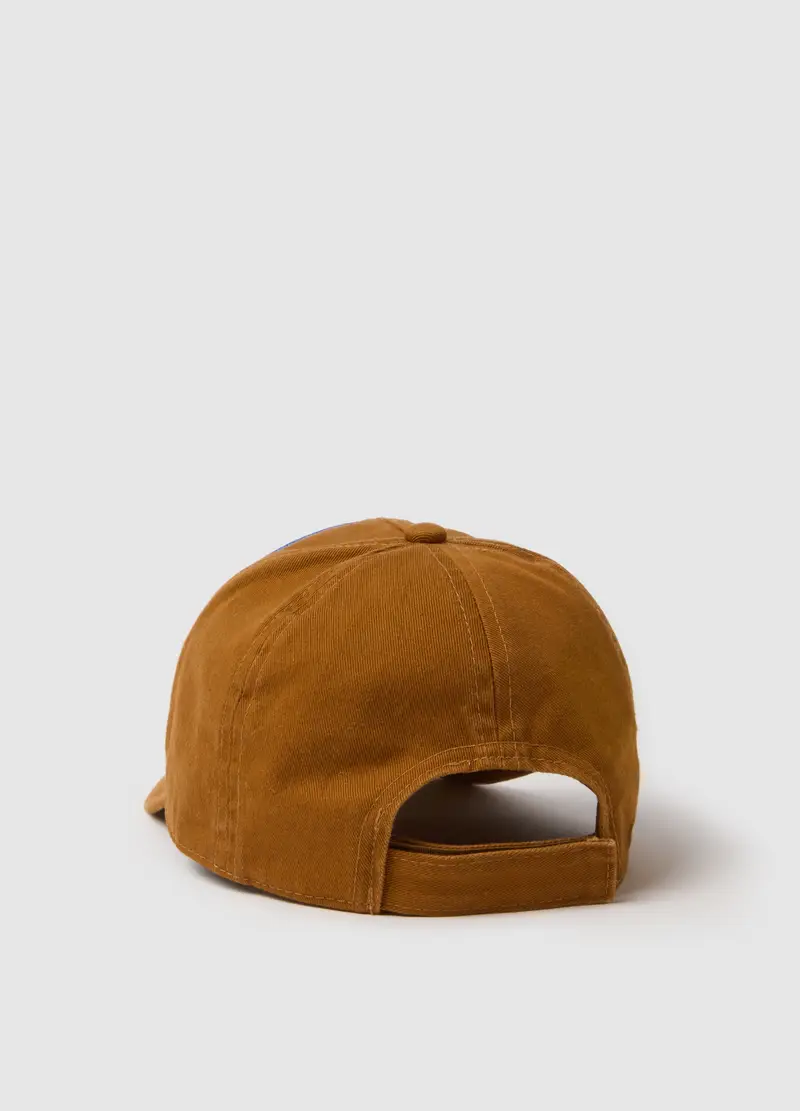 Cappello Da Baseball In Puro Cotone Marrone Da Bambino Con Patch, Marrone miniatura 2