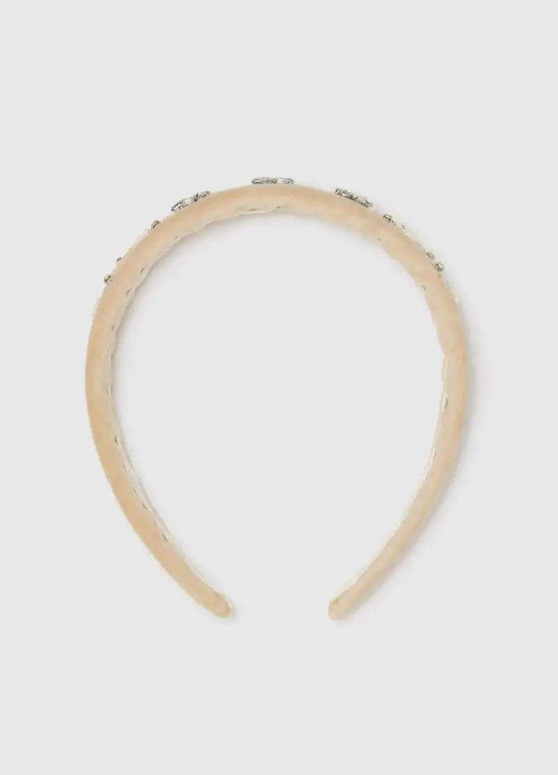 Cerchietto Beige Da Bambina Con Dettagli Floreali, Beige miniatura 2