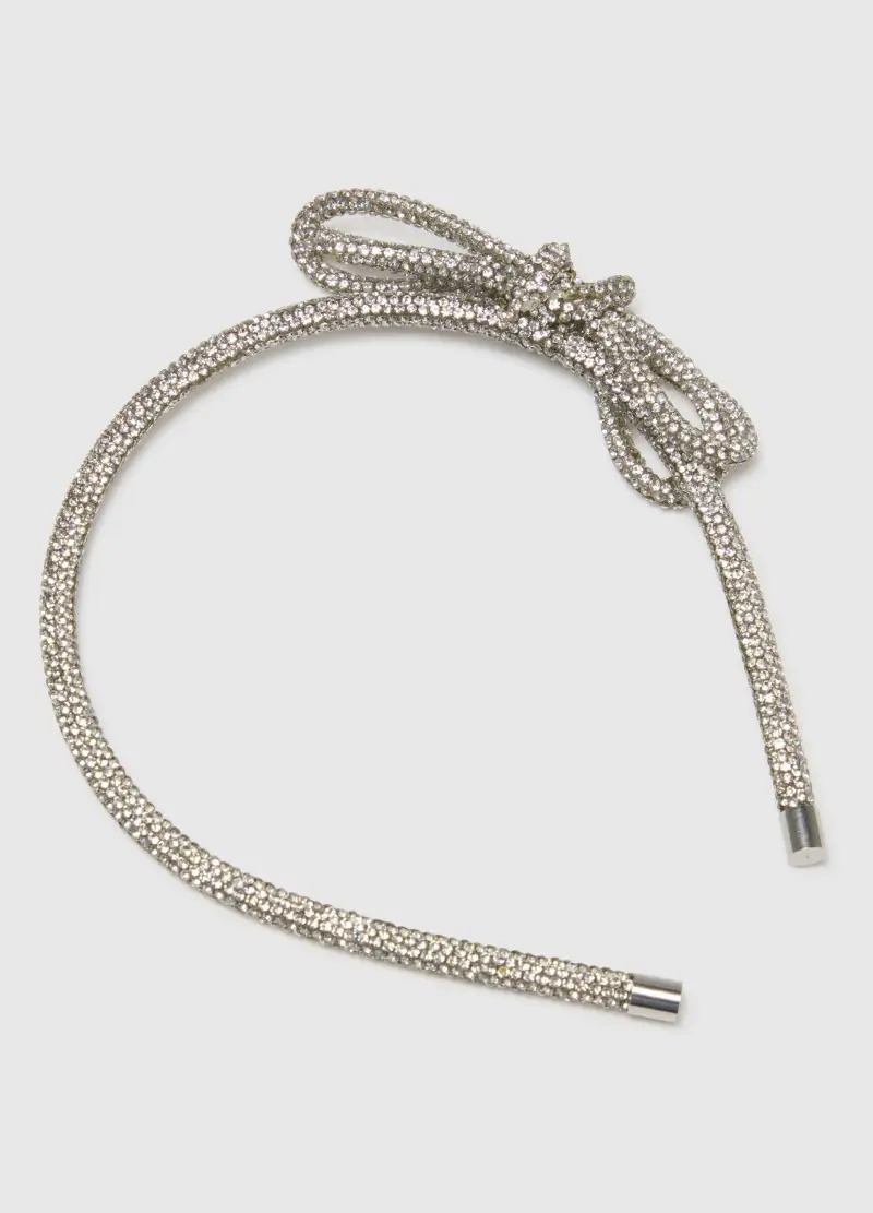 Cerchietto Da Bambina Argento Con Fiocco, Grigio miniatura 3