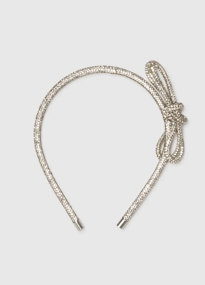 Cerchietto Da Bambina Argento Con Fiocco, Grigio