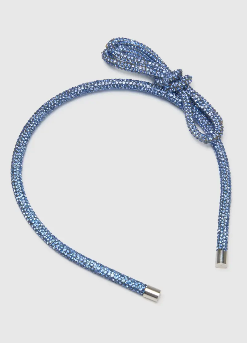 Cerchietto Da Bambina Blu Con Fiocco, Blu miniatura 3