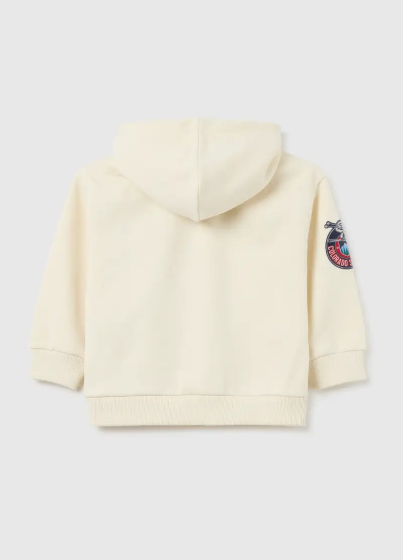 Felpa Da Bambino In Misto Cotone Bianca Over Con Cappuccio, Bianco miniatura 2