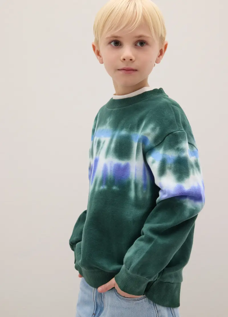 Felpa Da Bambino In Puro Cotone Multicolor Effetto Tie Dye, Multicolor