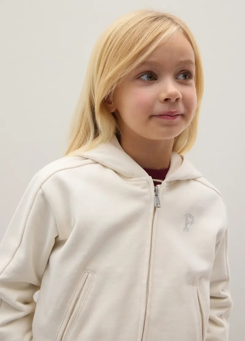 Felpa Da Ragazza In Puro Cotone Bianca Regular Fit, Bambina, Bianco miniatura 3