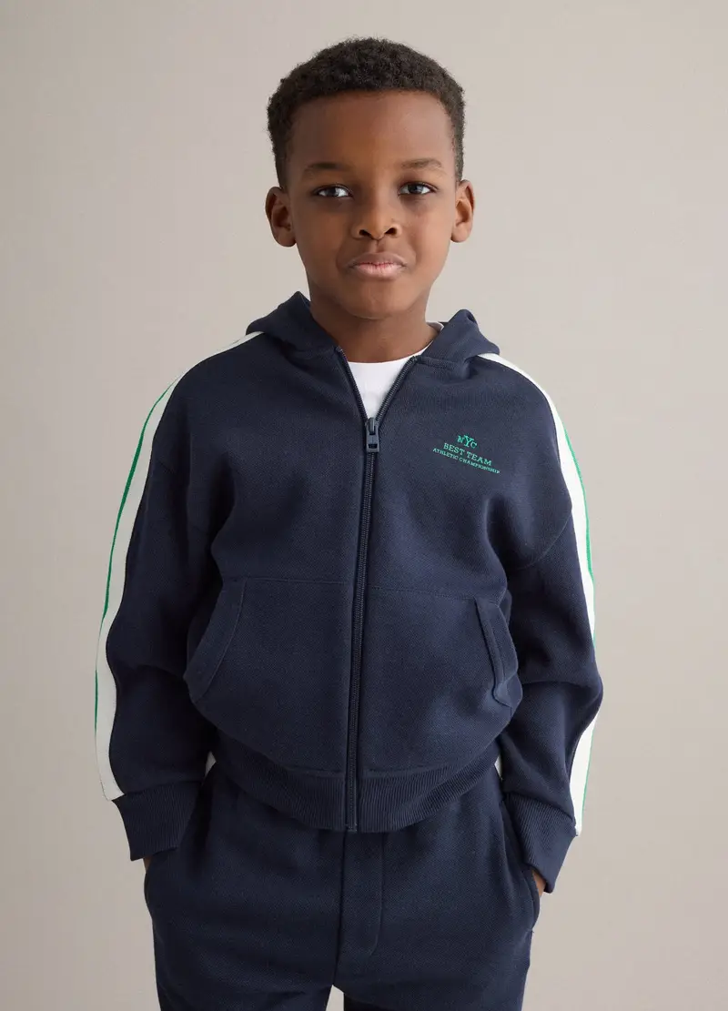 Felpa In Misto Cotone Blu Oversize Fit Con Cappuccio Per Bambino, Blu miniatura 2