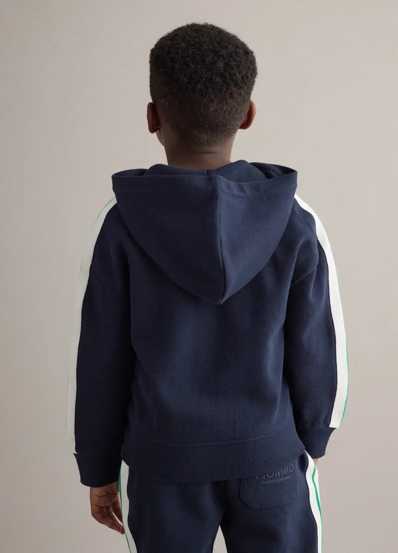 Felpa In Misto Cotone Blu Oversize Fit Con Cappuccio Per Bambino, Blu miniatura 3