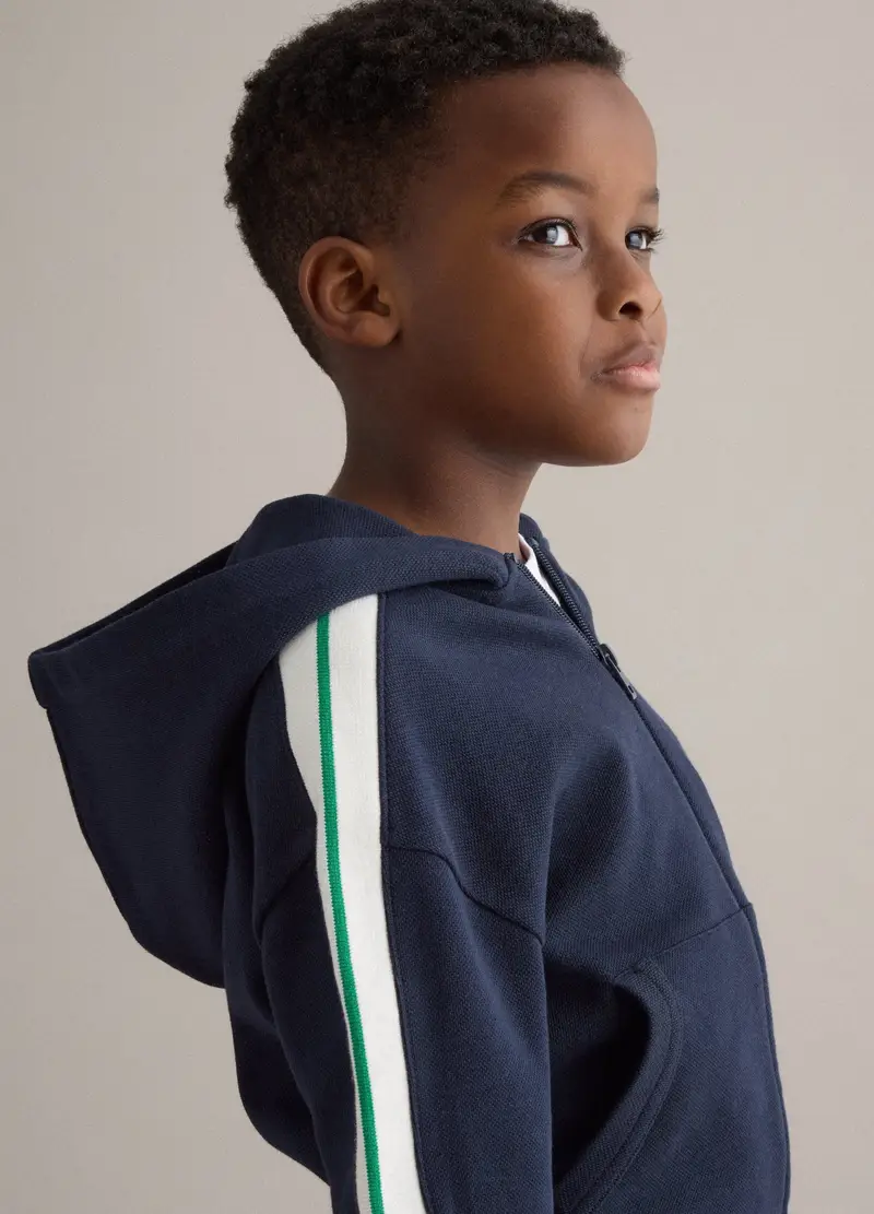 Felpa In Misto Cotone Blu Oversize Fit Con Cappuccio Per Bambino, Blu