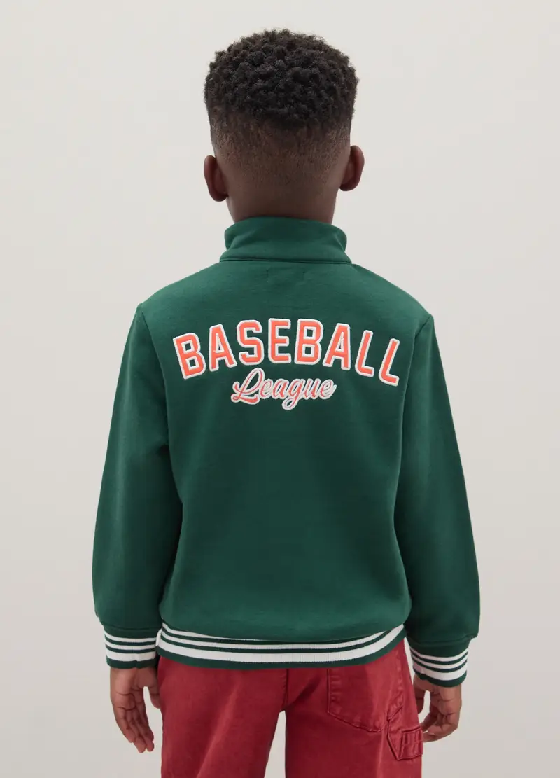 Felpa Verde Da Bambino In Misto Cotone Con Zip, Verde miniatura 2