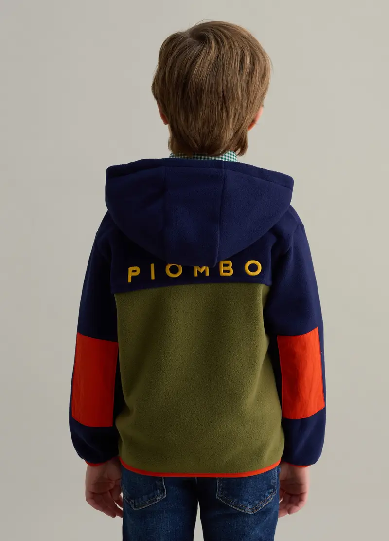Full-zip Color Block In Pile Con Cappuccio, Bambino, Multicolor miniatura 2
