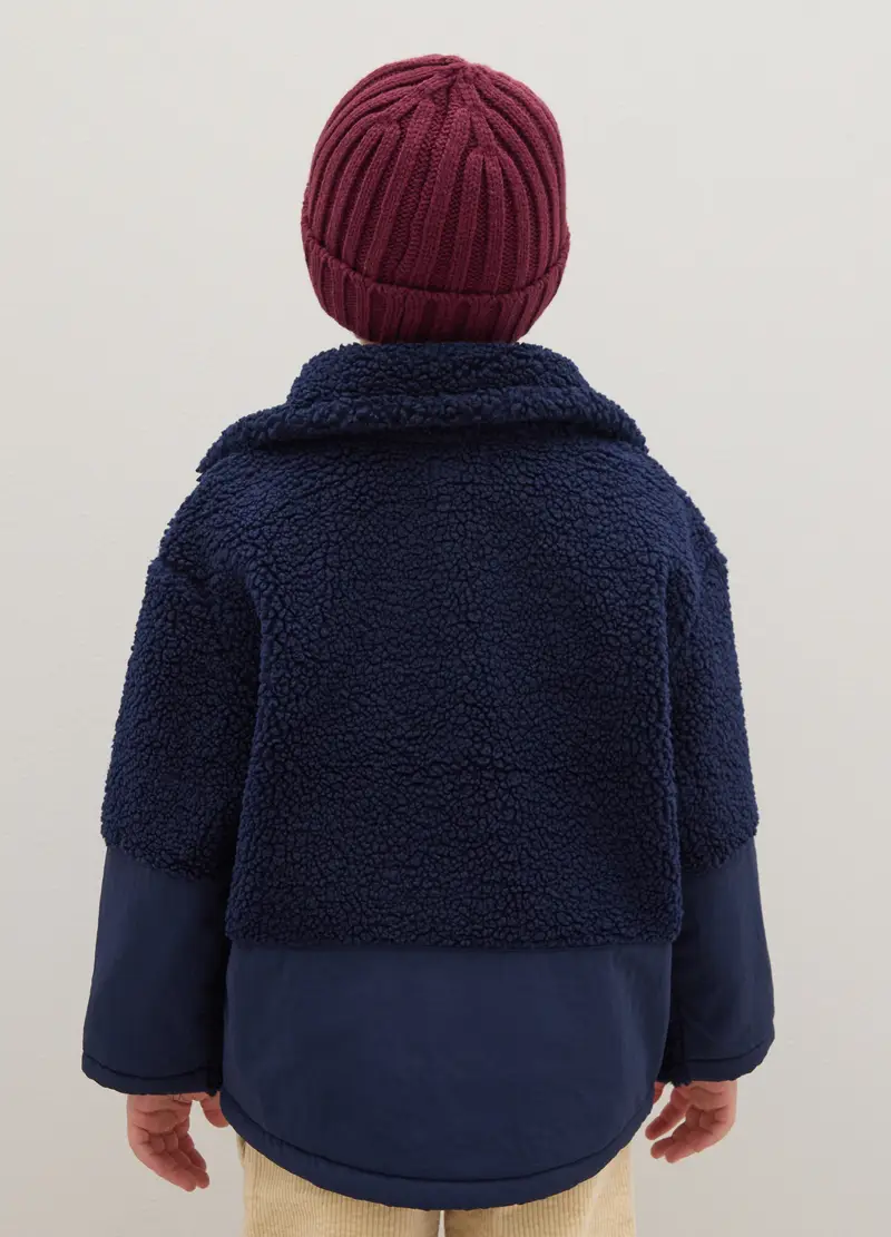 Giacca Blu Con Collo Alto Da Ragazzo In Sherpa Regular Fit, Bambino, Blu miniatura 2