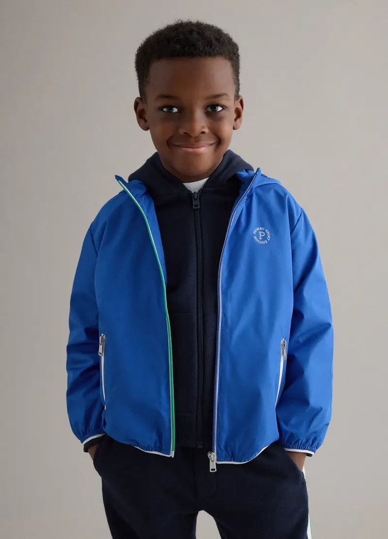 Giacca In Misto Blu Regular Fit Con Cappuccio Per Bambino, Blu