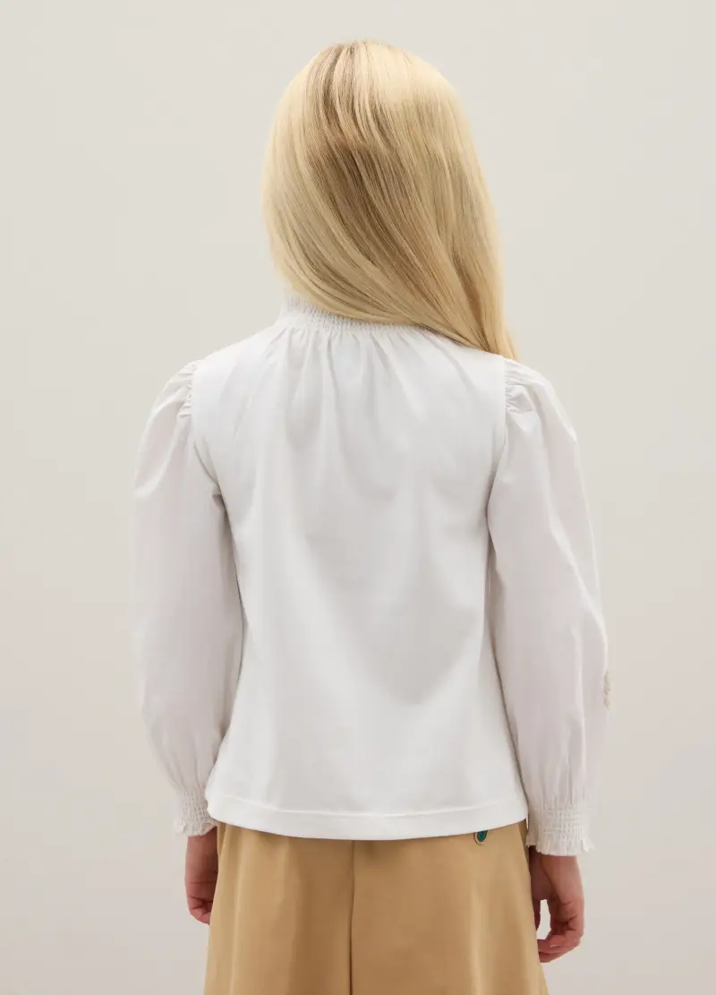 Maglia Bianca Da Ragazza In Misto Cotone Regular Fit Con Ricami, Bambina, Bianco miniatura 2