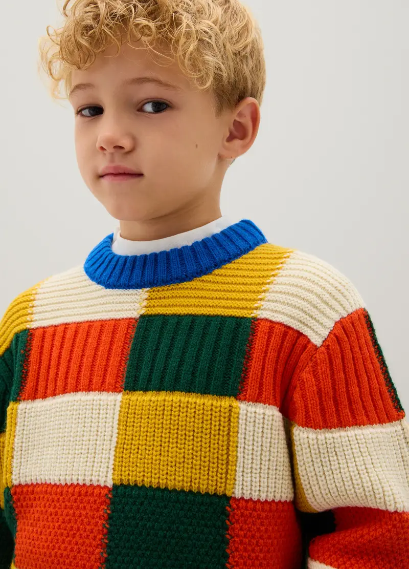 Maglione Da Bambino In Misto Lana Multicolor Regular Fit, Multicolor miniatura 3