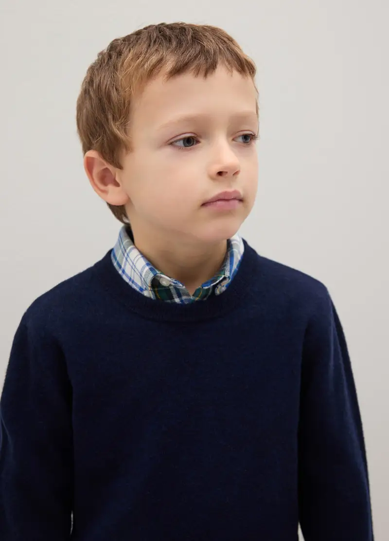 Maglione Da Bambino In Pura Lana Blu Regular Fit, Blu miniatura 3