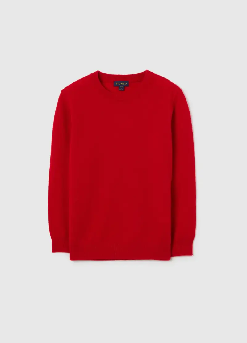Maglione Da Bambino In Pura Lana Rosso Regular Fit, Rosso