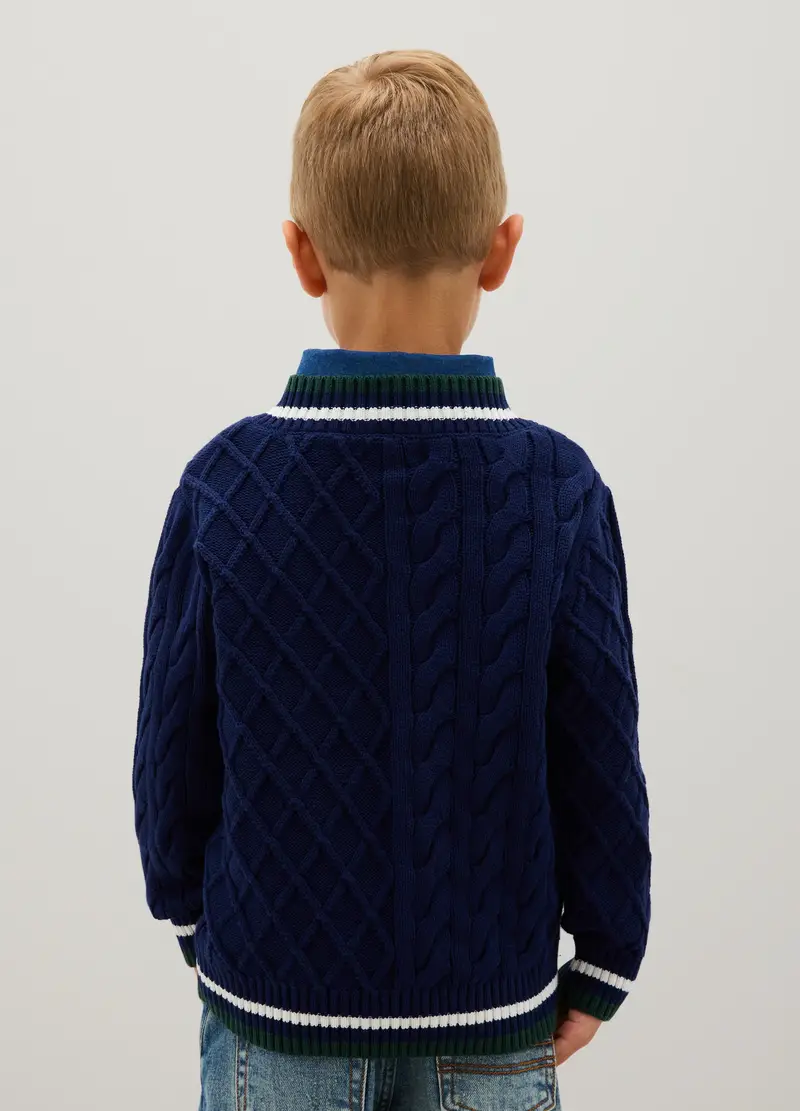 Maglione Da Bambino In Puro Cotone Blu Regular Fit, Blu miniatura 2