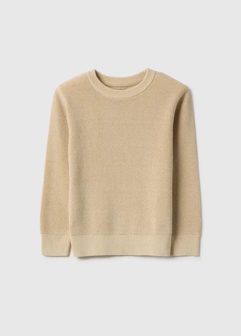 Piombo Kids Maglione Girocollo beige in Puro Cotone per Bambino