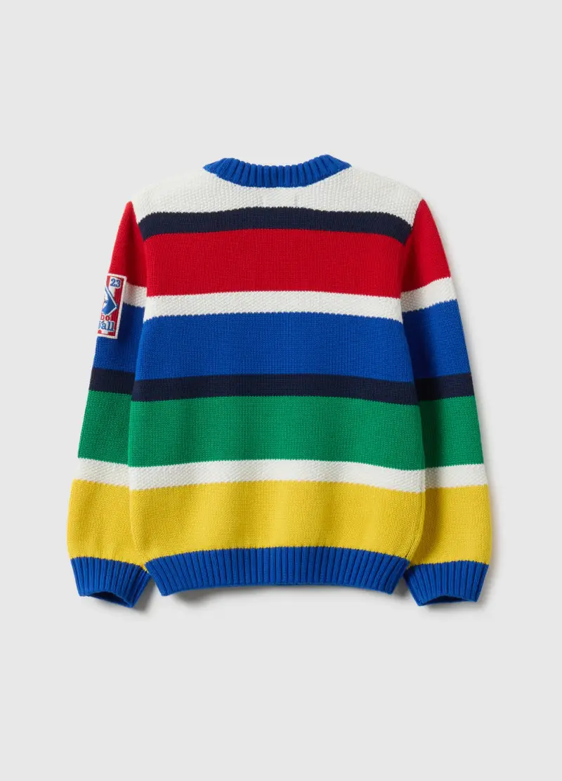 Piombo Kids Maglione A Righe Multicolor Da Bambino In Puro Cotone miniatura 2