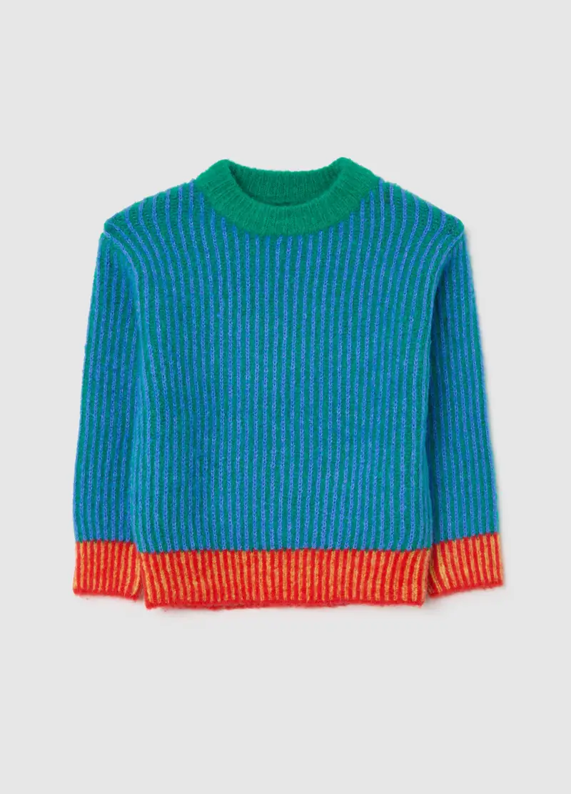 Maglione Multicolor In Tessuto Elasticizzato, Bambino, Azzurro