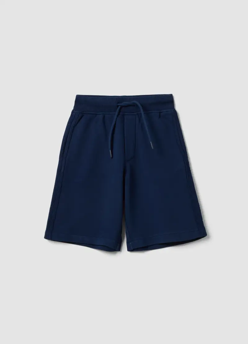 Pantaloncini Baggy In Puro Cotone Blu Da Bambino, Blu