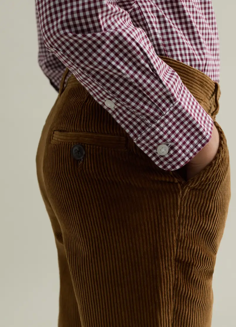 Pantaloni Chino In Corduroy, Bambino, Marrone miniatura 3