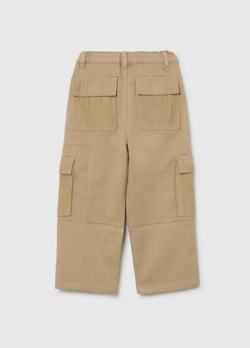 Pantaloni Da Bambino In Misto Cotone Beige Baggy, Beige miniatura 2