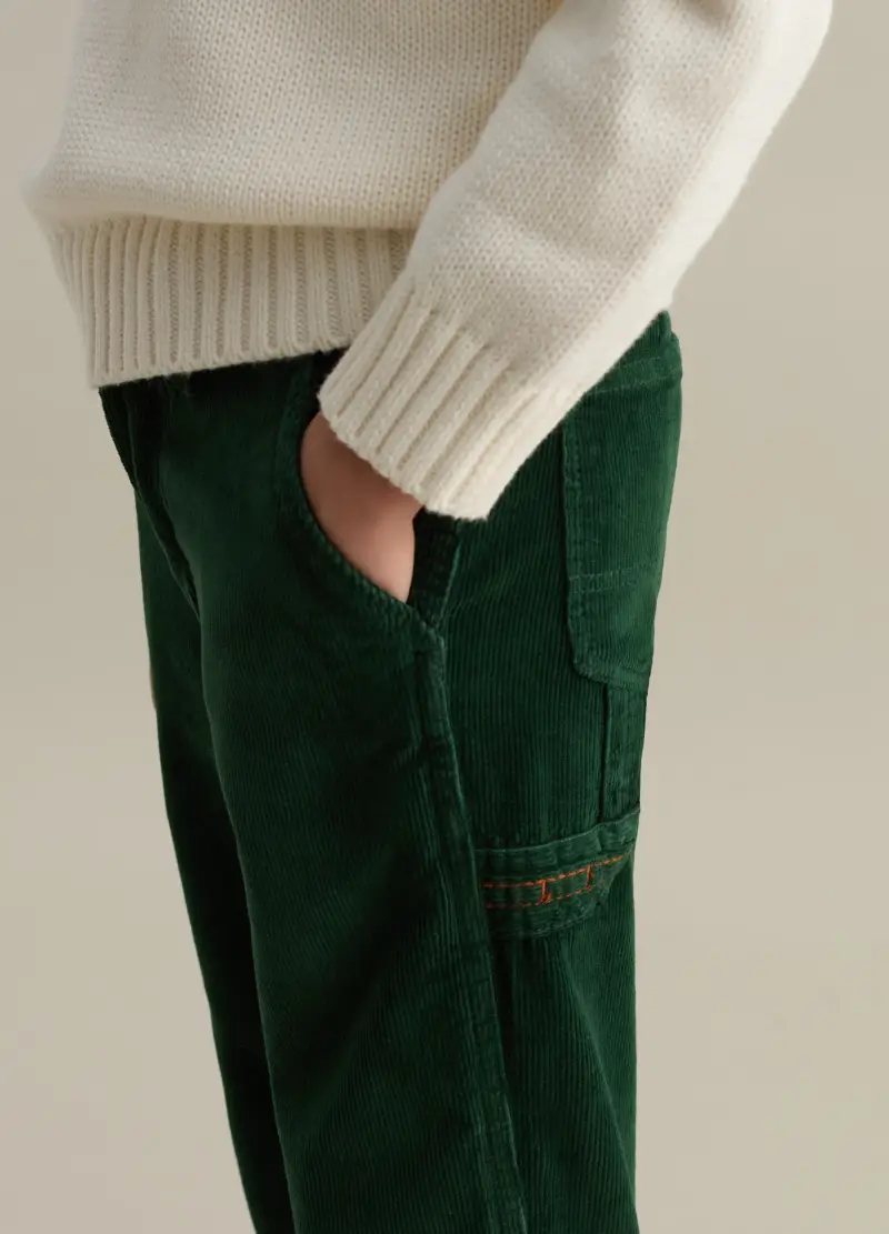 Pantaloni Modello Worker In Corduroy, Bambino, Verde miniatura 3