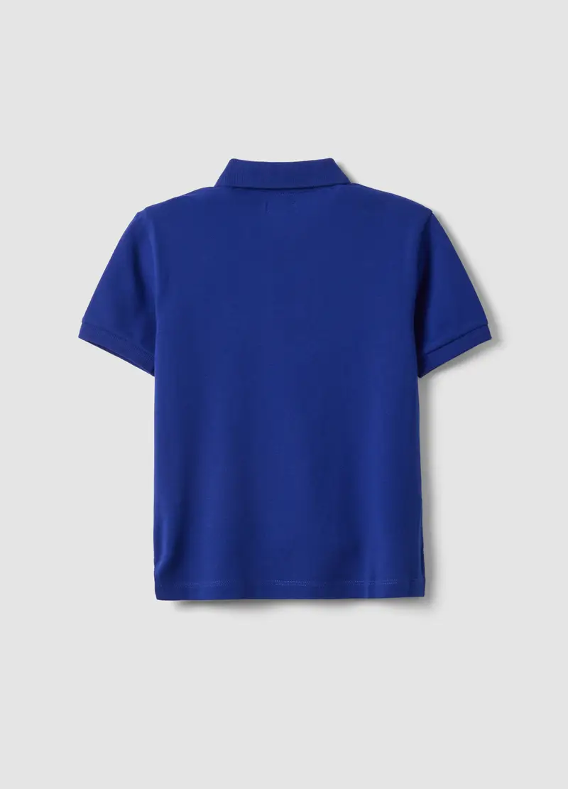 Polo In Cotone Elasticizzato Blu Da Bambino Regular Fit, Blu miniatura 2