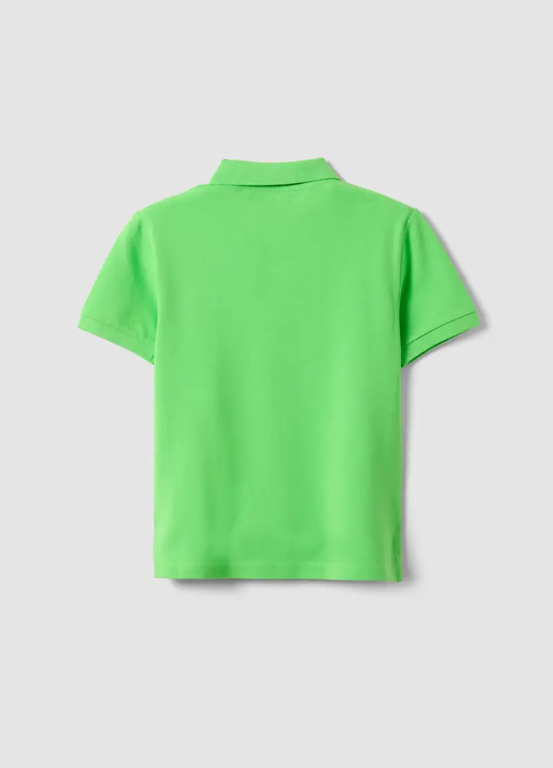 Polo In Cotone Elasticizzato Verde Da Bambino Regular Fit, Verde miniatura 2