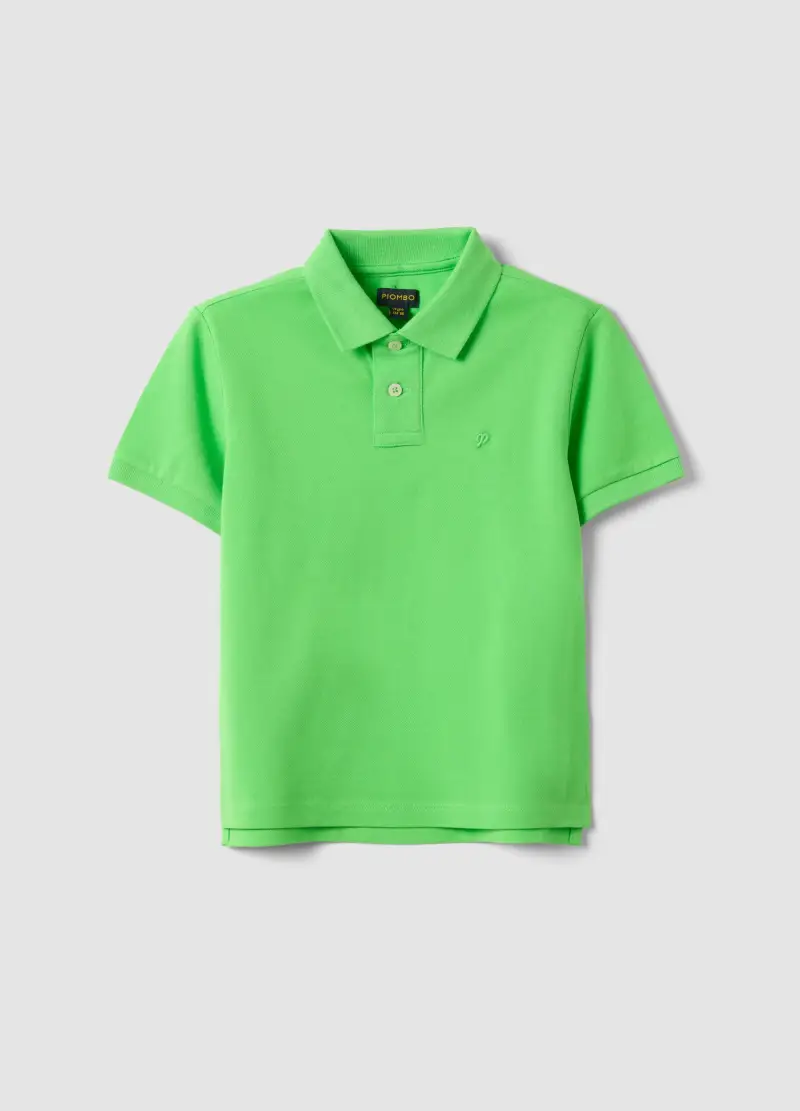 Polo In Cotone Elasticizzato Verde Da Bambino Regular Fit, Verde
