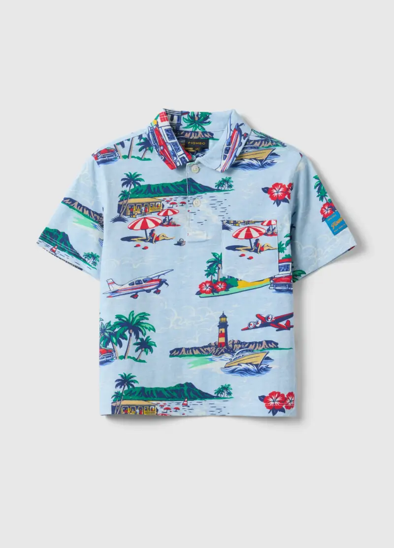 Polo In Puro Cotone Multicolor Da Bambino Regular Fit Con Stampe, Multicolor