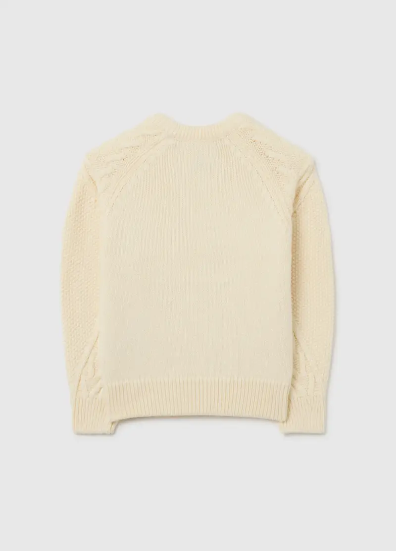 Pullover Beige Da Bambina Regular Fit Con Design A Maglia, Beige miniatura 2