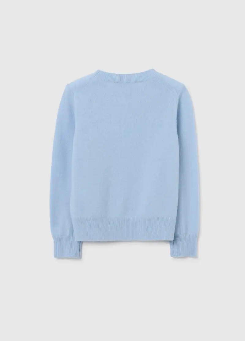 Pullover Da Ragazze In Pura Lana Azzurro Regular Fit, Bambina, Azzurro miniatura 2