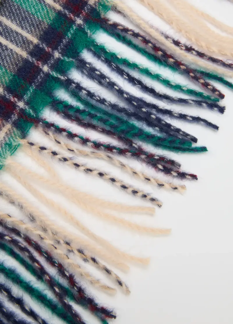 Sciarpa A Quadri Multicolor Da Bambino Con Frange, Multicolor miniatura 3