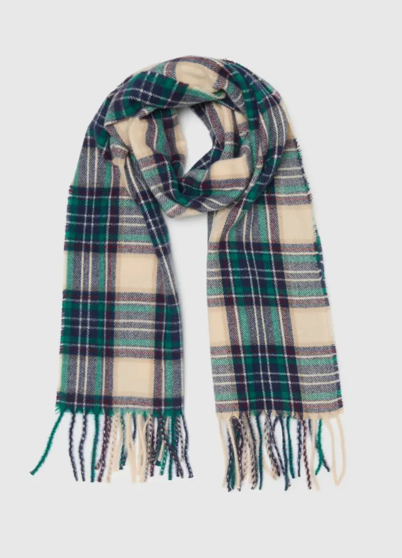 Sciarpa A Quadri Multicolor Da Bambino Con Frange, Multicolor