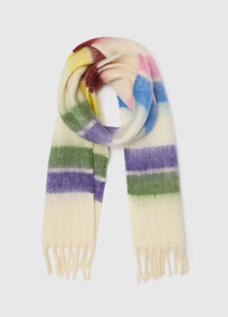 Sciarpa Da Ragazza Multicolor Con Frange, Bambina, Multicolor