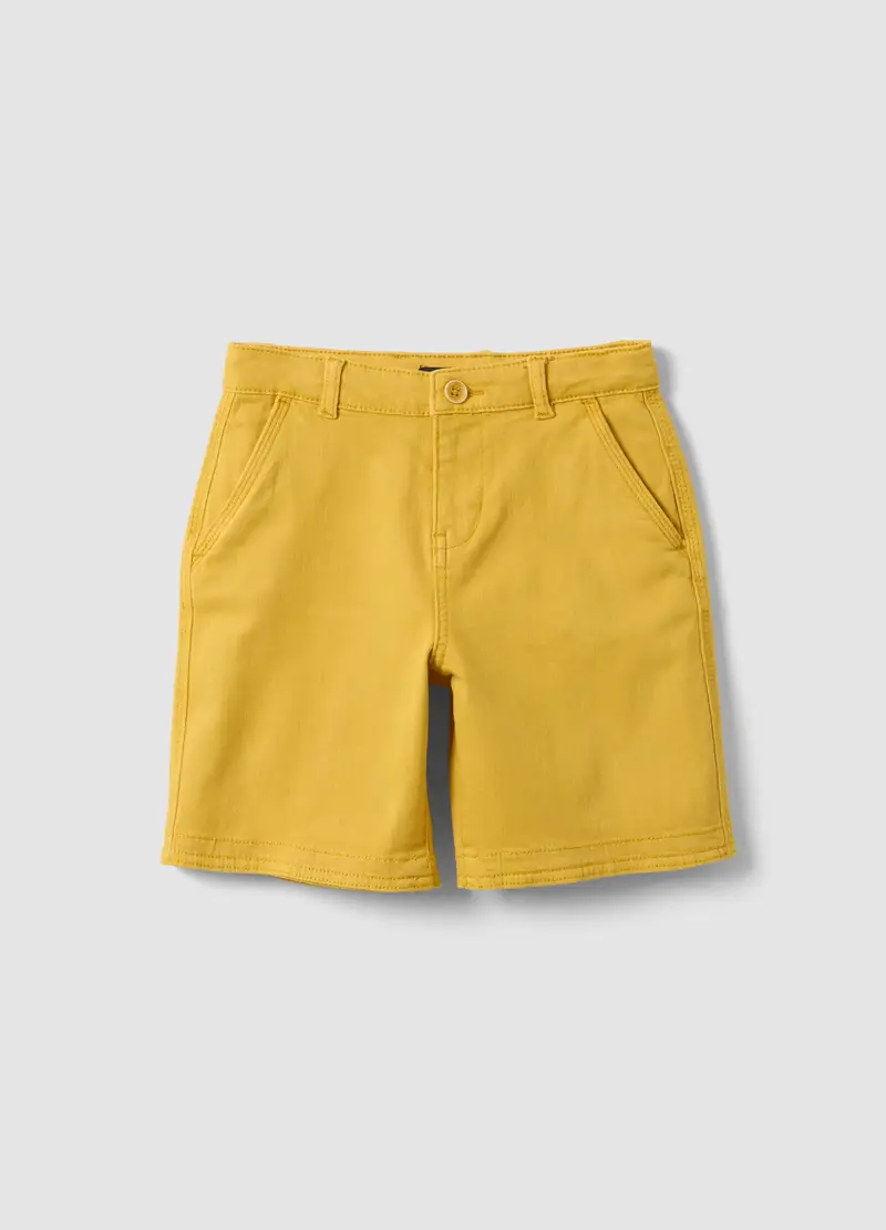 Shorts Cargo Baggy In Cotone Elasticizzato Gialli Da Bambino, Giallo