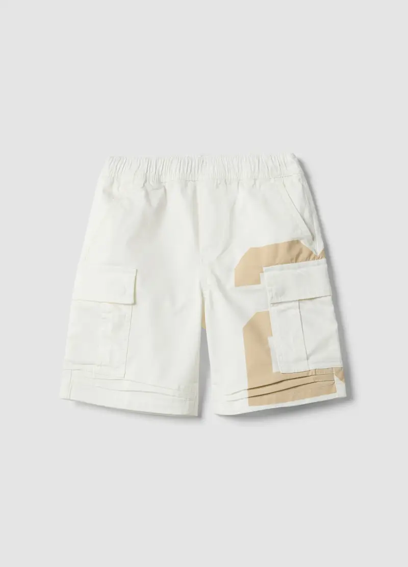 Shorts Cargo In Cotone Elasticizzato Multicolor Da Bambino Baggy Fit, Multicolor