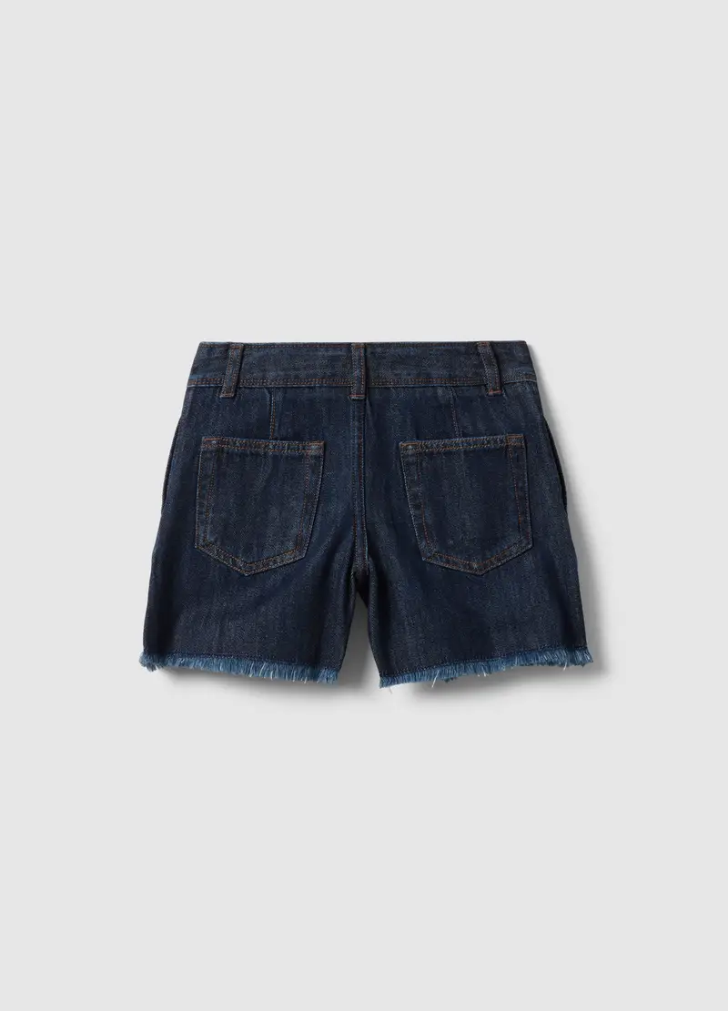 Shorts In Misto Cotone Denim Blu Da Bambina Regular Fit, Denim miniatura 2