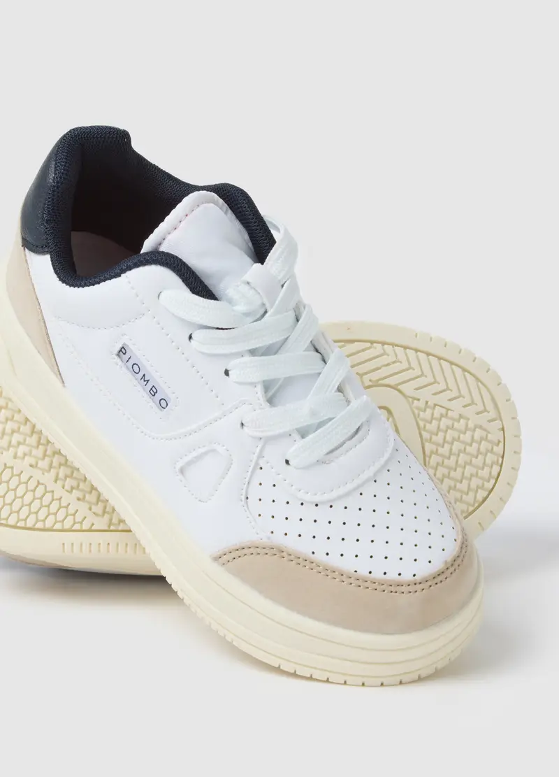 Sneakers Da Bambino Bianche E Beige, Multicolor miniatura 2