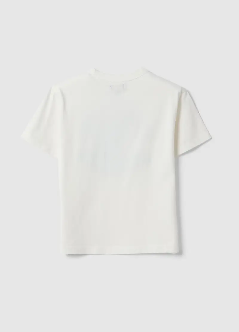 T-shirt In Puro Cotone Bianca Da Bambino Regular Fit Con Stampa, Bianco miniatura 2