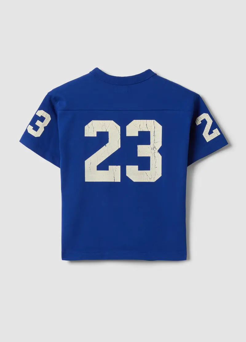 T-shirt In Puro Cotone Blu Da Bambino Oversize Fit Con Stampe, Blu miniatura 2