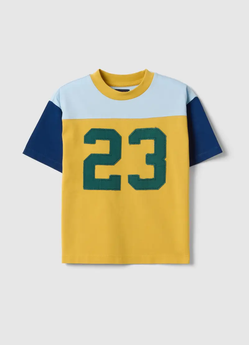 T-shirt In Puro Cotone Multicolor Da Bambino Regular Fit Con Numero 23, Multicolor