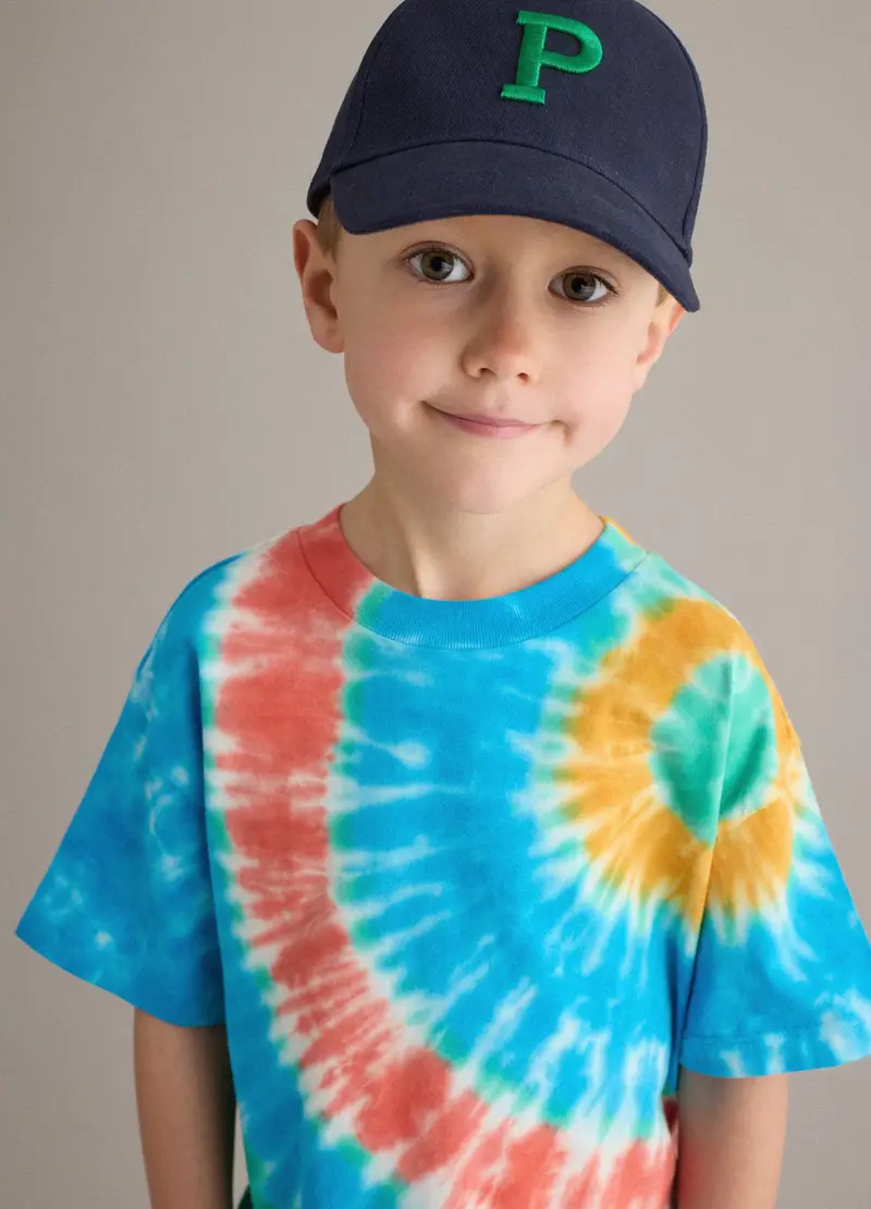 T-shirt In Puro Cotone Multicolor Tiedye Da Bambino Regular Fit, Multicolor
