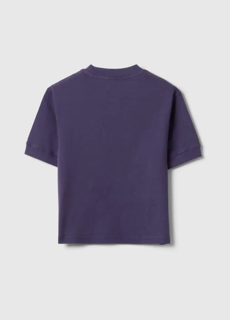 T-shirt In Puro Cotone Viola Da Bambino Regular Fit Con Patch, Viola miniatura 2