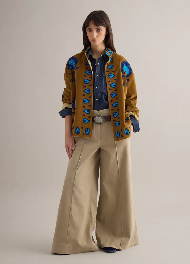 Kimono In Puro Cotone Multicolor Oversize Fit Con Ricami, Donna, Multicolor miniatura 2