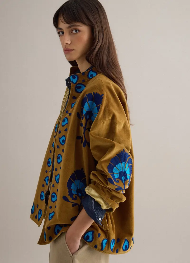 Kimono In Puro Cotone Multicolor Oversize Fit Con Ricami, Donna, Multicolor