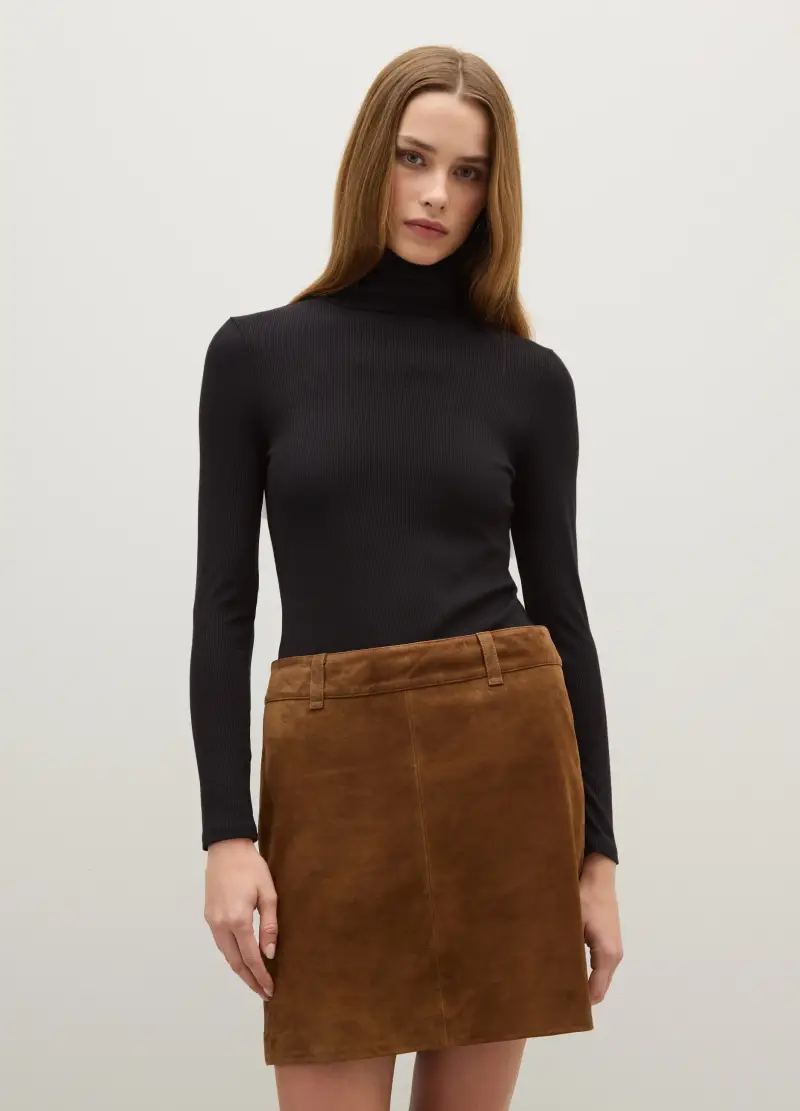 Maglia A Collo Alto Nera Regular Fit, Donna, Nero miniatura 3